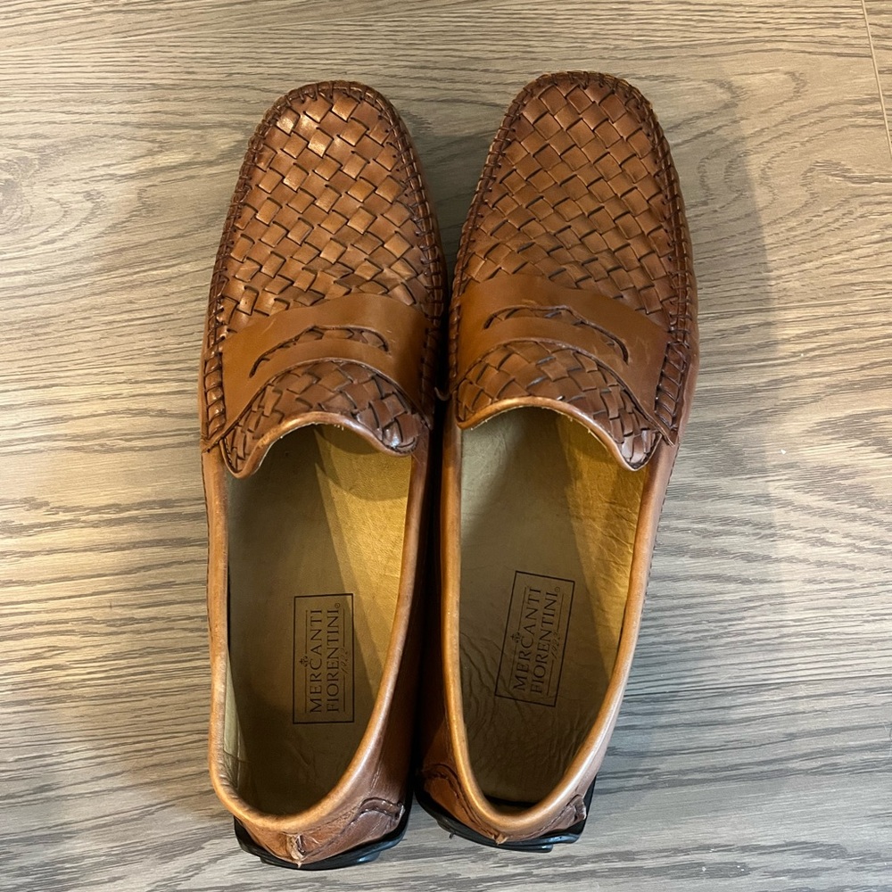 Mercanti Fiorentini Brown Woven Leather Loafers